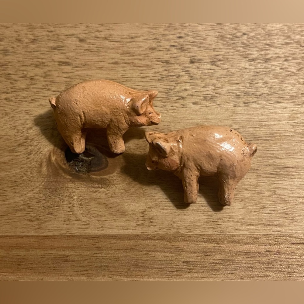 Vintage hand-crafted pig earrings